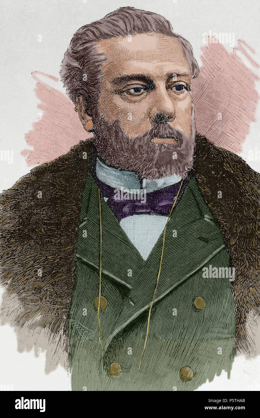 Victor Balaguer (1824-1901). Spanischer Politiker und Schriftsteller. Gravur in der spanischen und amerikanischen Abbildung, 1892. Farbige. Stockfoto