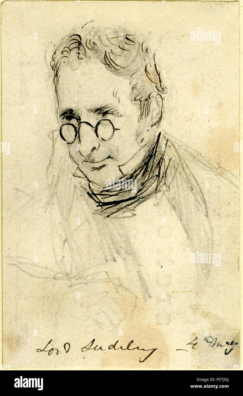 N/A. Englisch: Porträt von Charles Hanbury-Tracy, 1. Baron Sudeley, des britischen Künstlers Daniel Macdonald. Feder und Tinte Schwarz und Graphit. 89 mm x 58 mm. Mit freundlicher Genehmigung des British Museum, London. zwischen 1821 und 1853. Daniel Macdonald 326 Charles Hanbury-Tracy, 1. Baron Sudeley von Daniel Macdonald Stockfoto