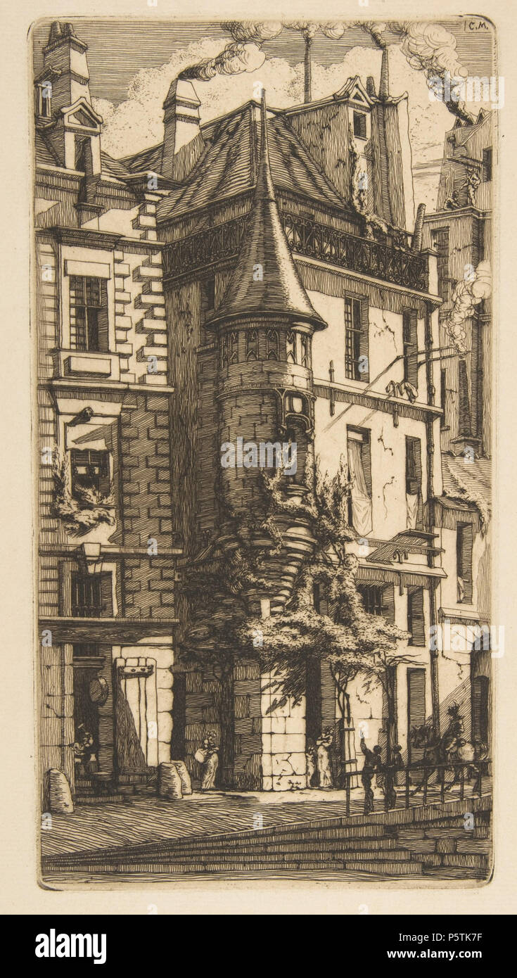 328 Charles Meryon, Haus mit einem Revolver, Rue de la Tixéranderie, Paris, 1852 Stockfoto