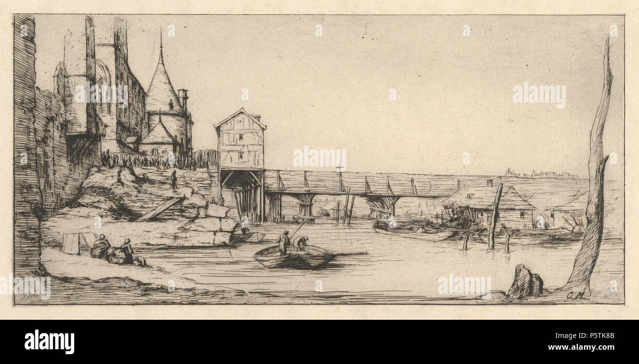 328 Charles Meryon, Passerelle du Pont-au-ändern, Après l'incendie de 1621, 1860 Stockfoto