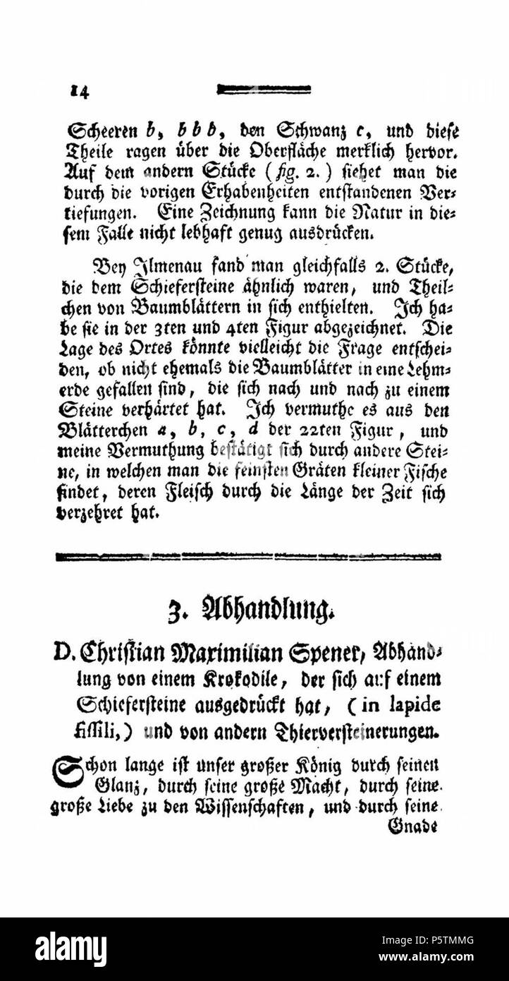 N/A. Beschreibung eines Ilmenauischen Steines, der die Figur eines Krebses in sich enthält. 1710. Johann Andreas Schmid 427 De scan Krebs 2. Stockfoto
