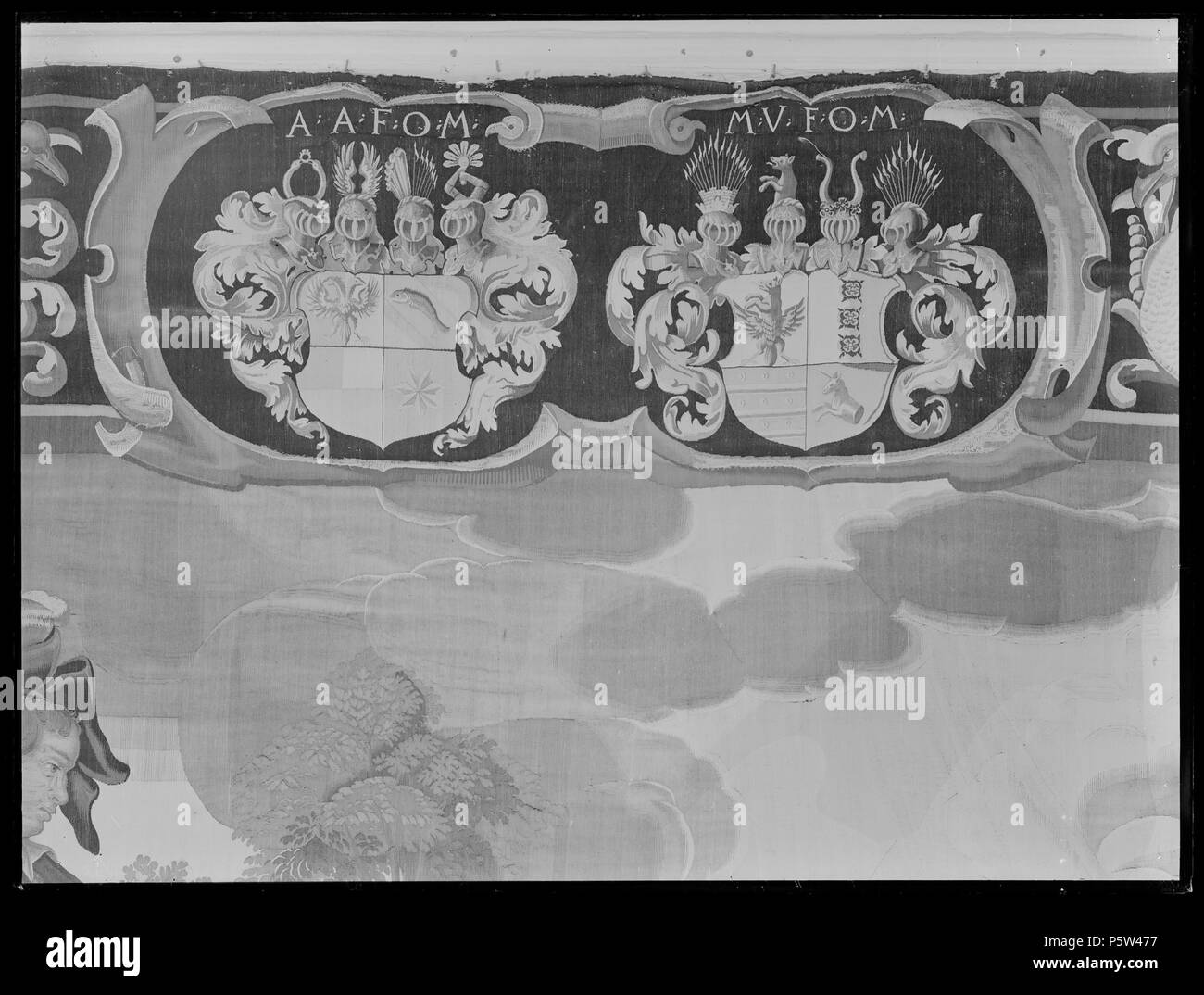 195 Beställarens vapensköldar på Tapeten, Arenfelt Ulfelt - Skoklosters slott och - 77291 Stockfoto