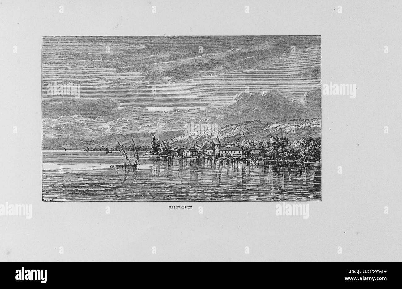 319 CH-NB-Le Lac de Genève-Album composé de 39 gravures sur Bois dessinées d'après Nature -19454 - Seite 068 Stockfoto