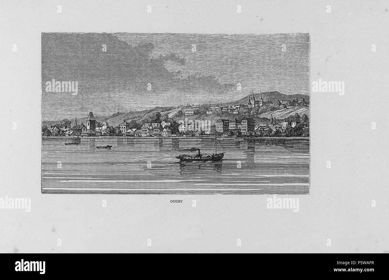 319 CH-NB-Le Lac de Genève-Album composé de 39 gravures sur Bois dessinées d'après Nature -19454 - Seite 062 Stockfoto