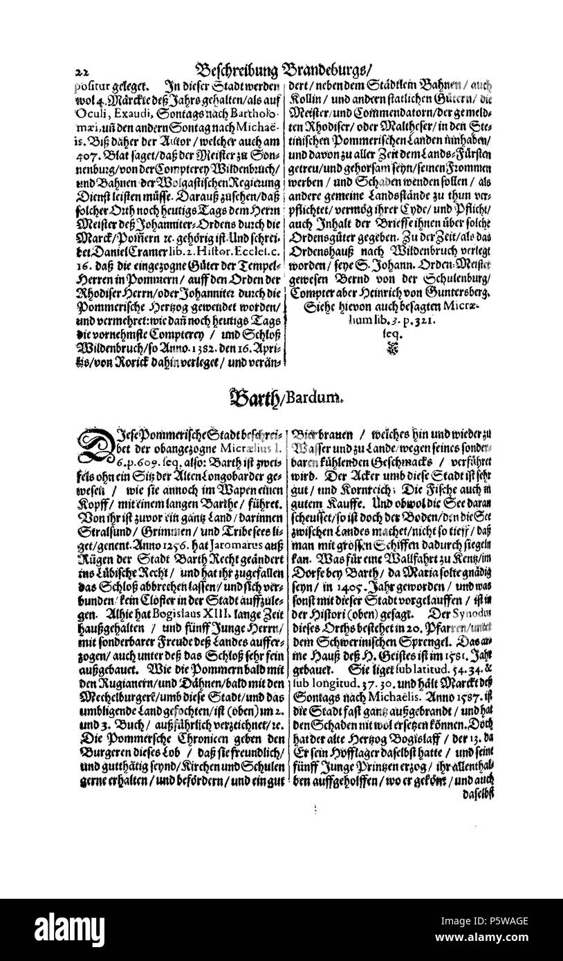 422 De Merian Electoratus Brandenburgici et Ducatus Pomeraniae079 Stockfoto