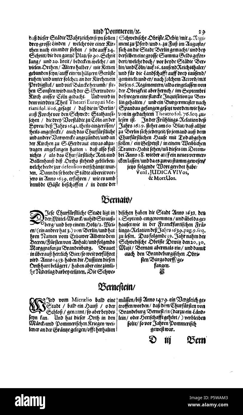 422 De Merian Electoratus Brandenburgici et Ducatus Pomeraniae 110 Stockfoto