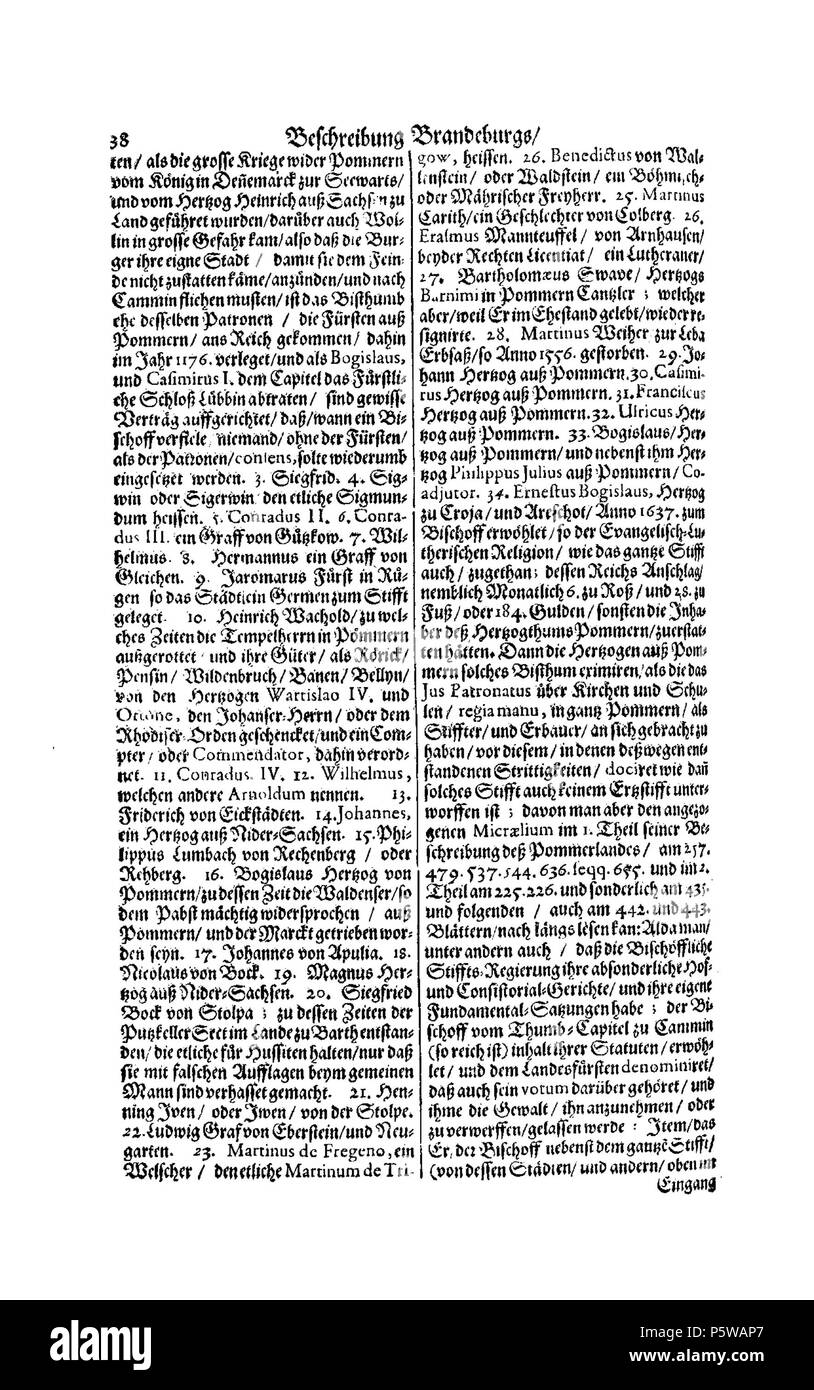 422 De Merian Electoratus Brandenburgici et Ducatus Pomeraniae 123 Stockfoto