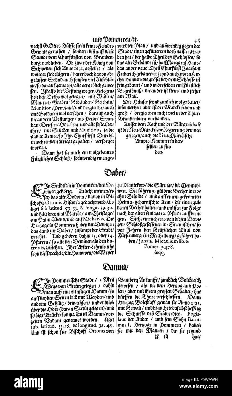 422 De Merian Electoratus Brandenburgici et Ducatus Pomeraniae 152 Stockfoto