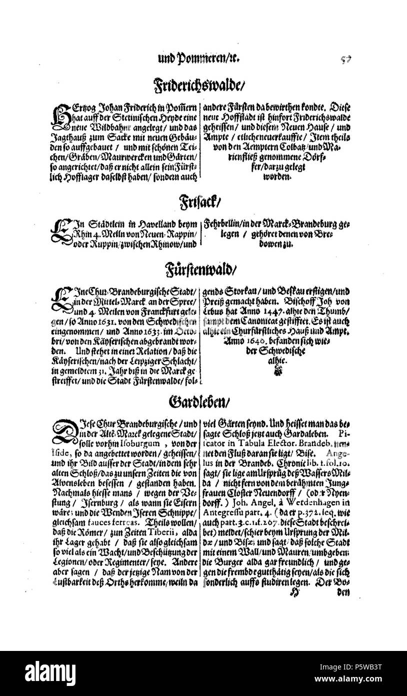 423 De Merian Electoratus Brandenburgici et Ducatus Pomeraniae 196 Stockfoto