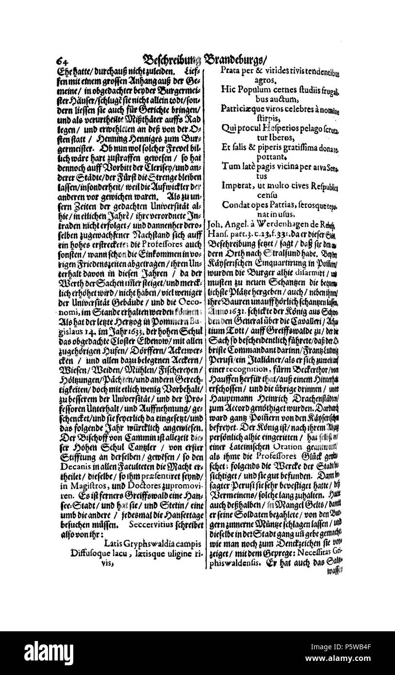 423 De Merian Electoratus Brandenburgici et Ducatus Pomeraniae 211 Stockfoto