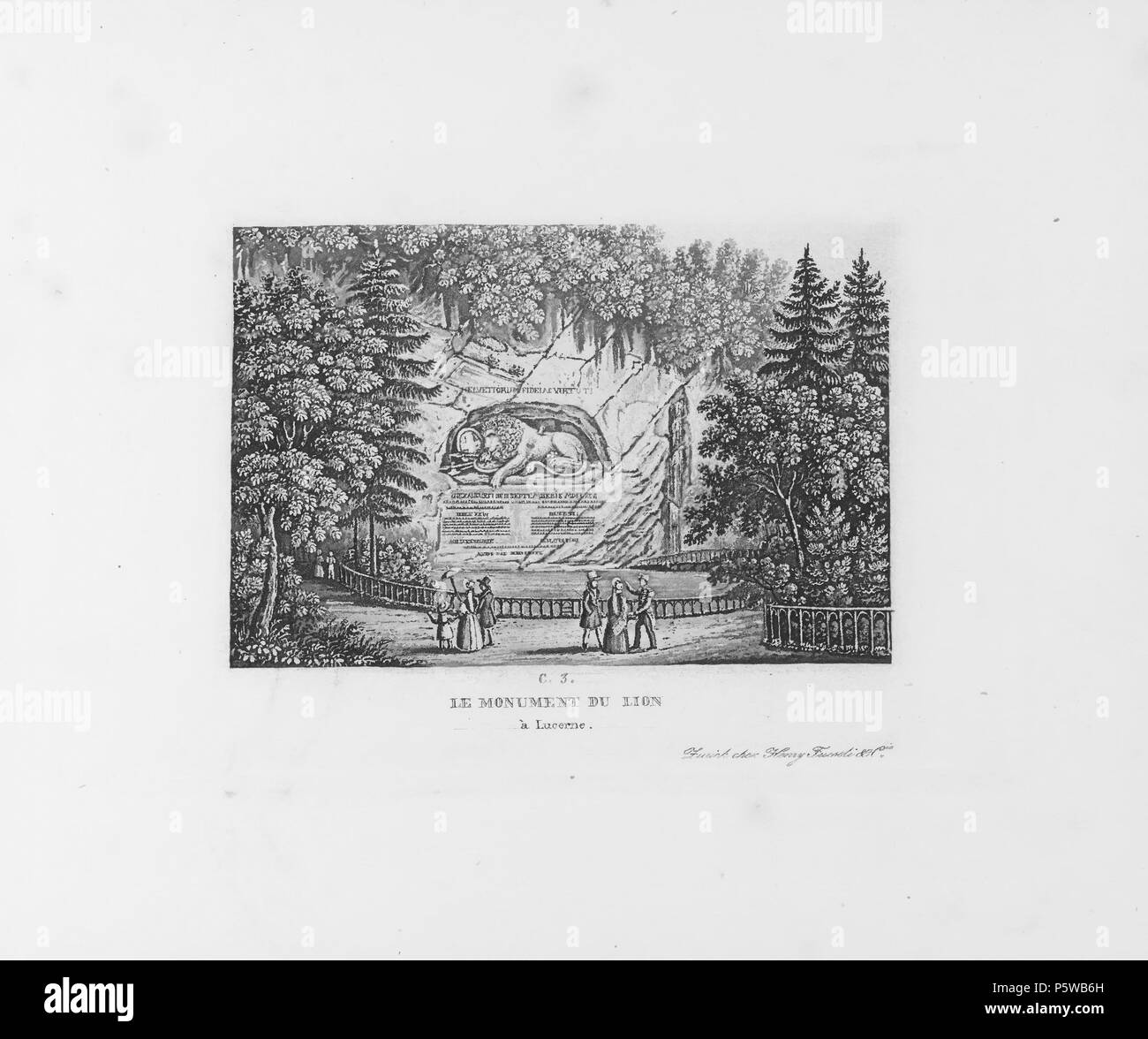 N/A. Français: Livre: 'Souvenir du Righi', Le Monument du Lion à Luzern. Datum unbekannt. Unbekannt 321 CH-NB-Souvenir du Mont Righi Vue - nbdig -18824-011 Stockfoto