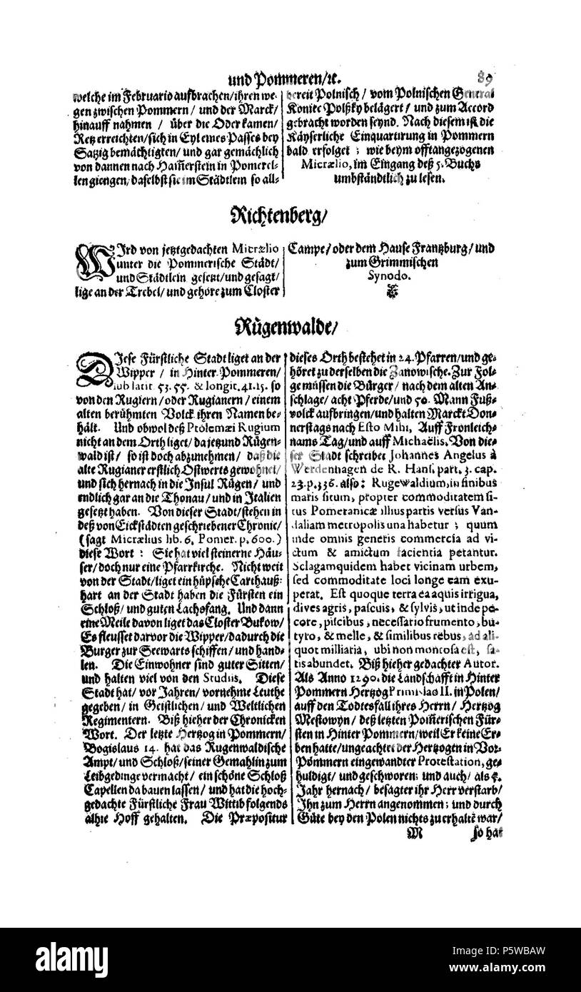 423 De Merian Electoratus Brandenburgici et Ducatus Pomeraniae 276 Stockfoto