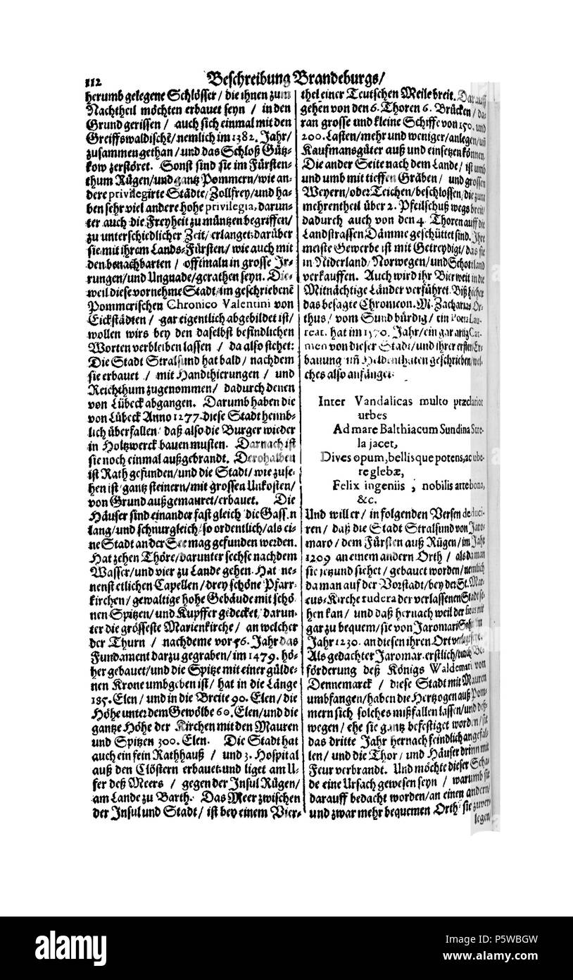 423 De Merian Electoratus Brandenburgici et Ducatus Pomeraniae 341 Stockfoto