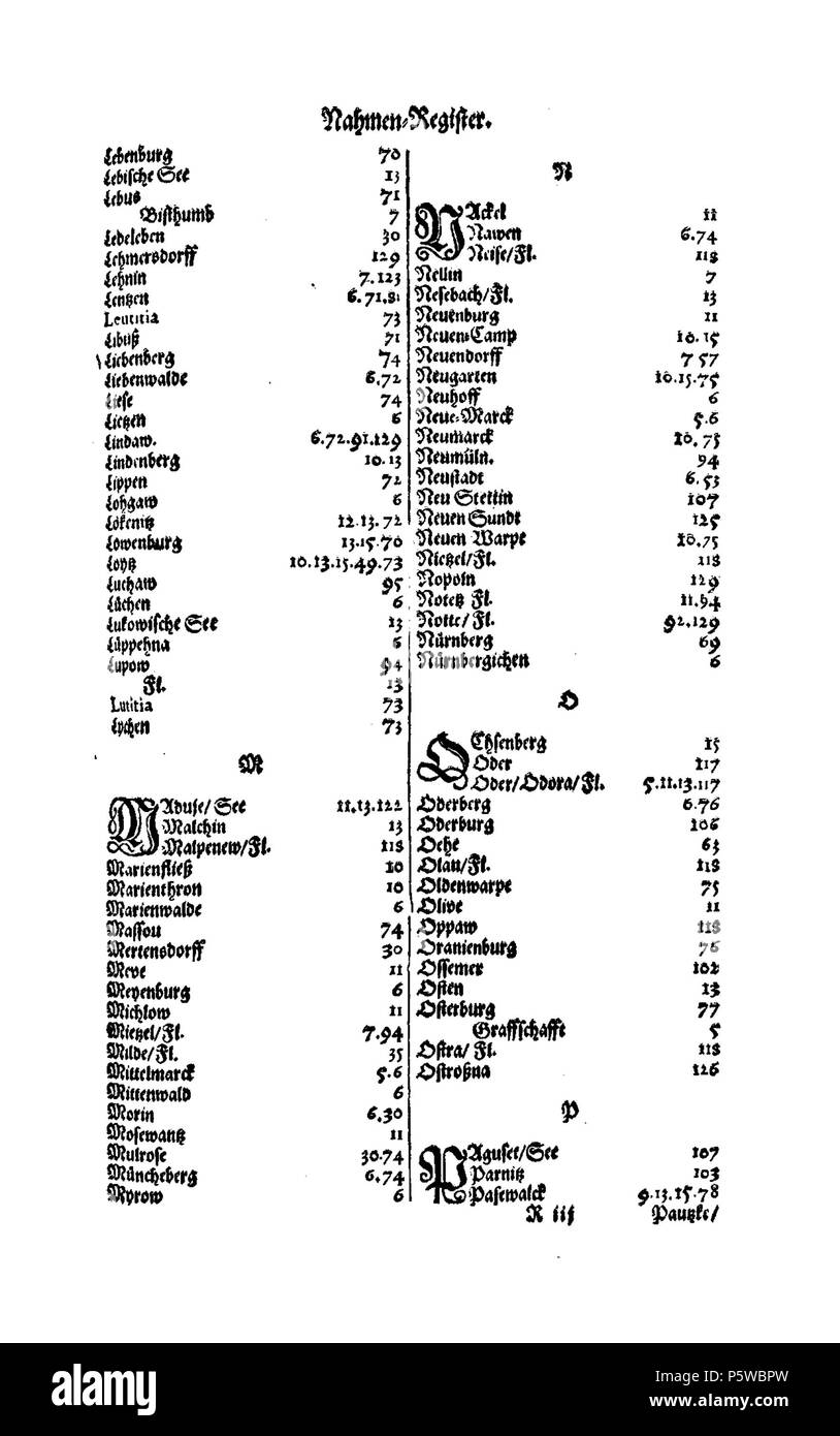 424 De Merian Electoratus Brandenburgici et Ducatus Pomeraniae 398 Stockfoto
