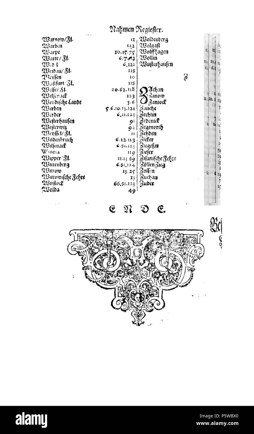 424 De Merian Electoratus Brandenburgici et Ducatus Pomeraniae 401 Stockfoto