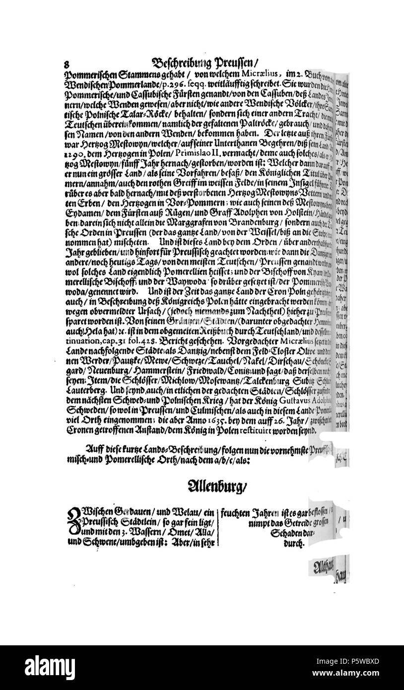 424 De Merian Electoratus Brandenburgici et Ducatus Pomeraniae 413 Stockfoto