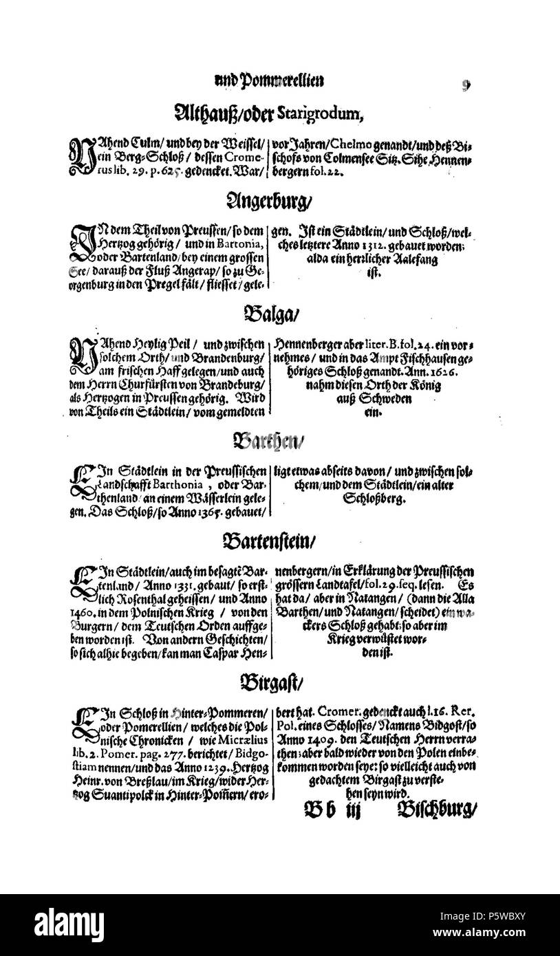 424 De Merian Electoratus Brandenburgici et Ducatus Pomeraniae 414 Stockfoto