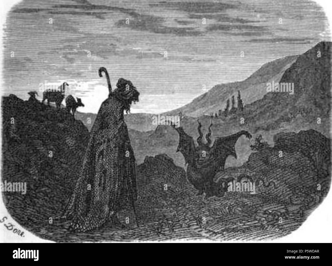 N/A. Français: Bos de Bénac dans le Désert, Illustration pour le Voyage aux Eaux des Pyrénées d'Hippolyte Taine. 1855. Gustave Doré (1832-1883) Alternative Namen Paul Gustave Doré, Paul Gustave Doré Louis Christophe Beschreibung französischer Maler, Zeichner, Kupferstecher und Karikaturist Geburtsdatum / Tod am 6. Januar 1832 23. Januar 1883 Ort der Geburt / Tod Strasbourg Paris arbeiten Standort Paris Aufsicht: Q6682 VIAF: 41839207 ISNI: 0000 0001 2278 6962 ULAN: 500013657 79089221 LCCN: n NLA: 35041510 WorldCat 225 Bosde Benac-Dore Stockfoto