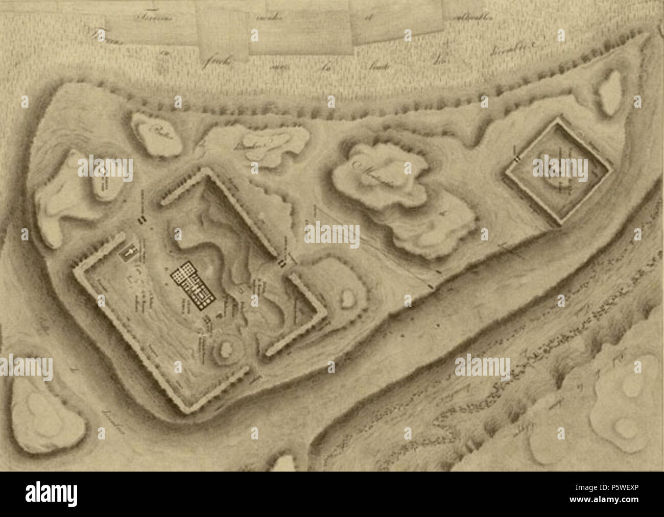 N/A. Français: denderah (Tentyris), Plan topographique de Ruinen. 1817. Napoleon Expedition 435 Dendera Topo Karte Stockfoto