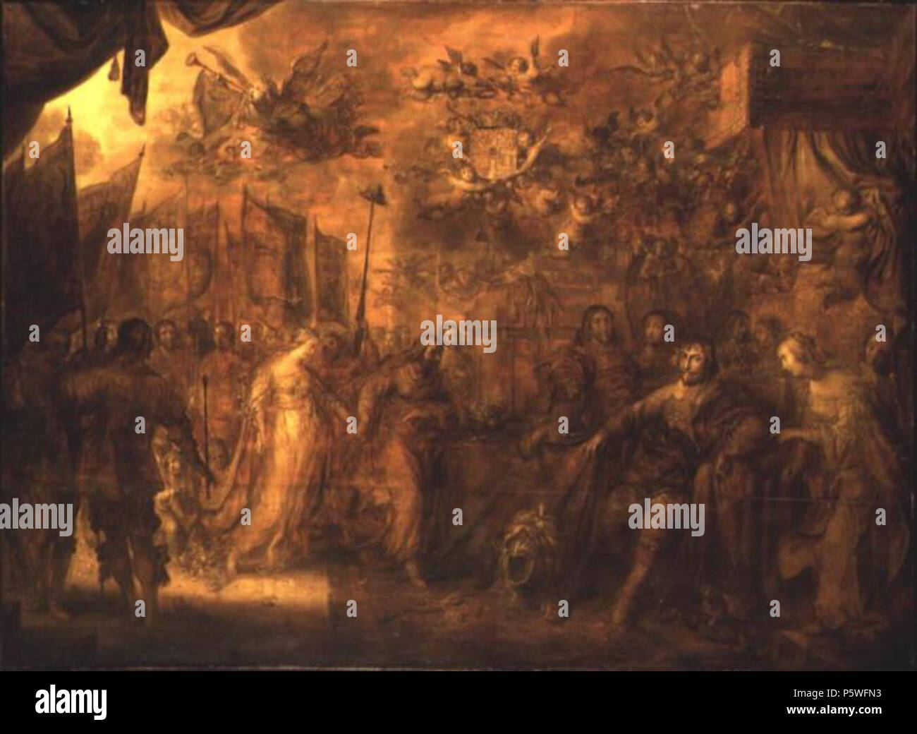 N/A. Christian IV erhält Hommage aus den Ländern Europas als Vermittler im Dreißigjährigen Krieg. 1643. Adriaen van de Venne (ca. 1589-1662) Alternative Namen: Adriaen Pietersz. van der Venne, Adriaen van der Venne, Adrianus Vennius Beschreibung niederländische Maler, Grafiker, Illustrator und Verleger Geburtsdatum / Tod ca. 1589, 12. November 1662 Ort der Geburt / Todes Delft Den Haag Arbeit Ort Delft (1605), Antwerpen (1607), Middelburg (1614-1625), Den Haag (1625-1662) Kontrolle: Q 367865 VIAF: 107012486 ISNI: 0000 0001 1032 0428 ULAN: 500009810 LCCN: n 85065308 WGA: VENN Stockfoto