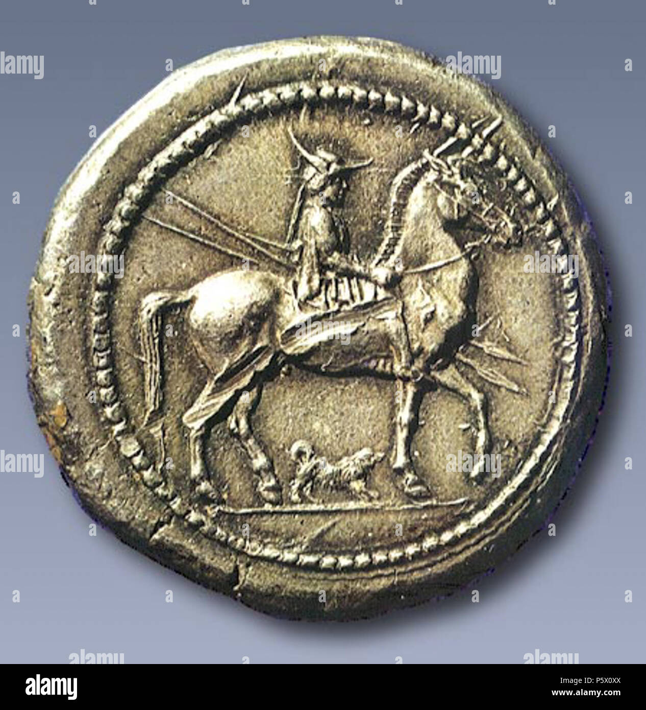 N/A. Englisch: Silber octodrachm von Alexander I zeigt einen Reiter hält zwei Speere, 495-445 v. Chr., Paris, Cabinet des Medailles. Ich (480 - 450. .). . 5. Jahrhundert v. Chr.. Mazedonische Erbe 364 Münze Alexander-I Silber octodrachm Stockfoto