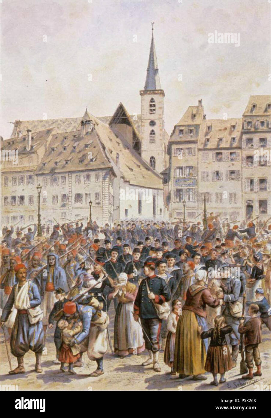 488 Départ troupes français de Strasboug en 1870 Stockfoto