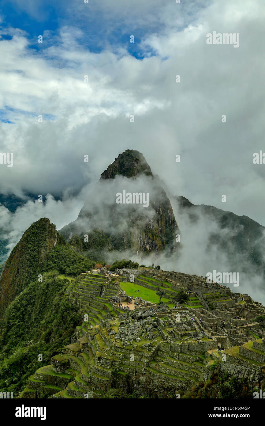 Machu Picchu Inka-Ruinen in der Nähe von Aguas Calientes, Cusco, Peru Stockfoto