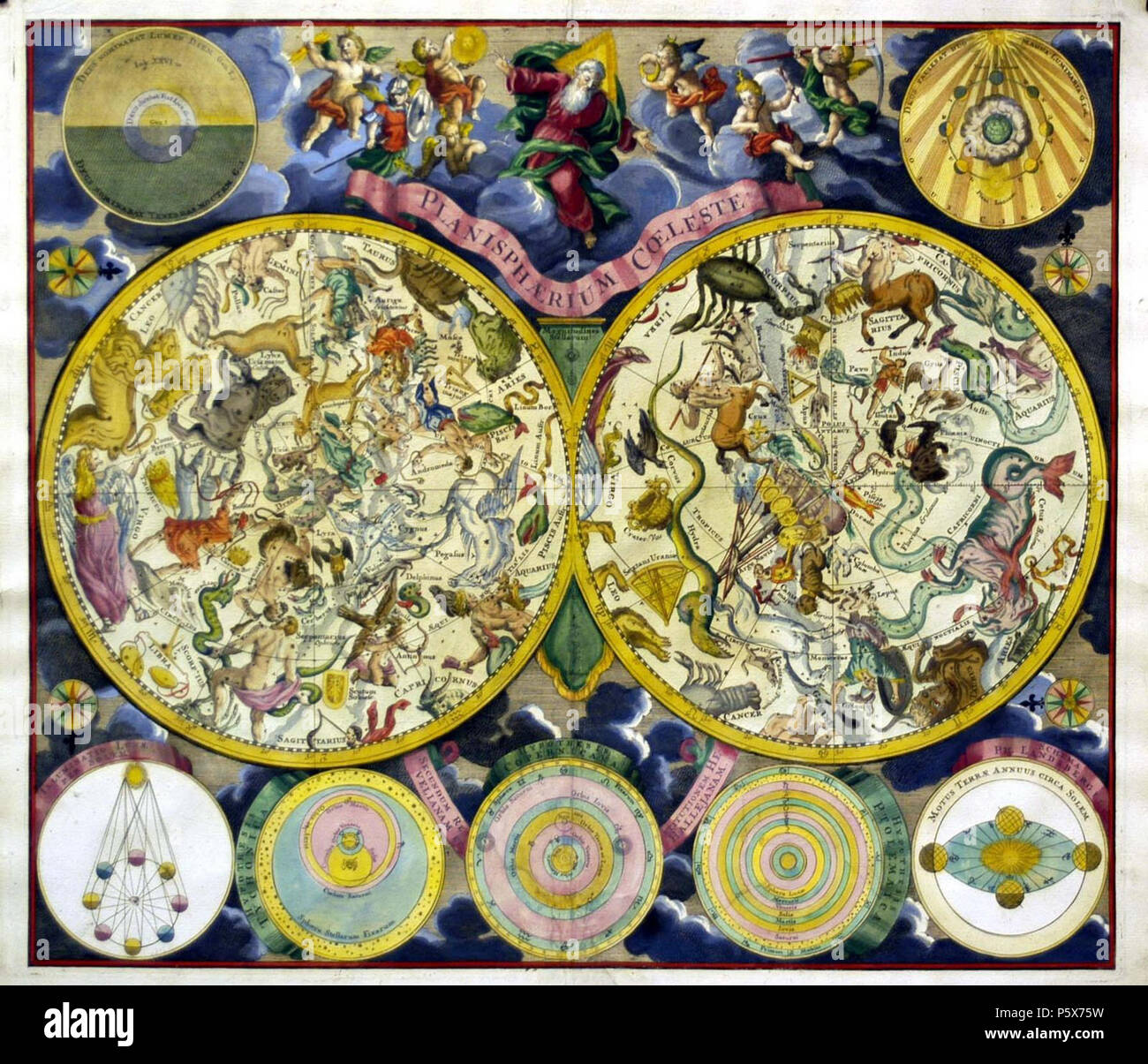 N/A. Planisphaerium Coeleste, durch G. C. Eimmart (erstmals im Jahre 1705 veröffentlicht wurde, kopieren Sie vermutlich von Matthäus Seutter (Augsburg), C. 1730); 56,5 x 49 cm. ca. 1730. Georg Christoph Eimmart (1638-1705) Alternative Namen Georg Christoph Eimmart Beschreibung deutscher Kupferstecher, Mathematiker und Astronom Geburtsdatum / Tod 22. August 1638 zum 5. Januar 1705 Ort der Geburt / Tod Regensburg Heidelberg Authority control: Q 470428 VIAF: 2604336 ISNI: 0000 0000 78189406 ULAN: 500011894 LCCN: Nr: 36589616 00022403 NLA WorldCat 498 Eimmart Planisphaerium Coeleste c1730 Stockfoto