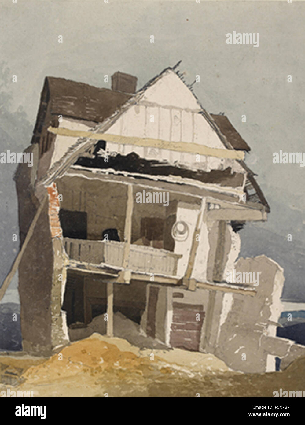 N/A. Englisch: Ein zerstörtes Haus von John Sell Cotman, Ca. 1807-10, Aquarell über Graphit auf Papier, das Ashmolean Museum. ca. 1807 - 10. John Sell Cotman 384 Ein zerstörtes Haus von John Sell Cotman, Aquarell Stockfoto