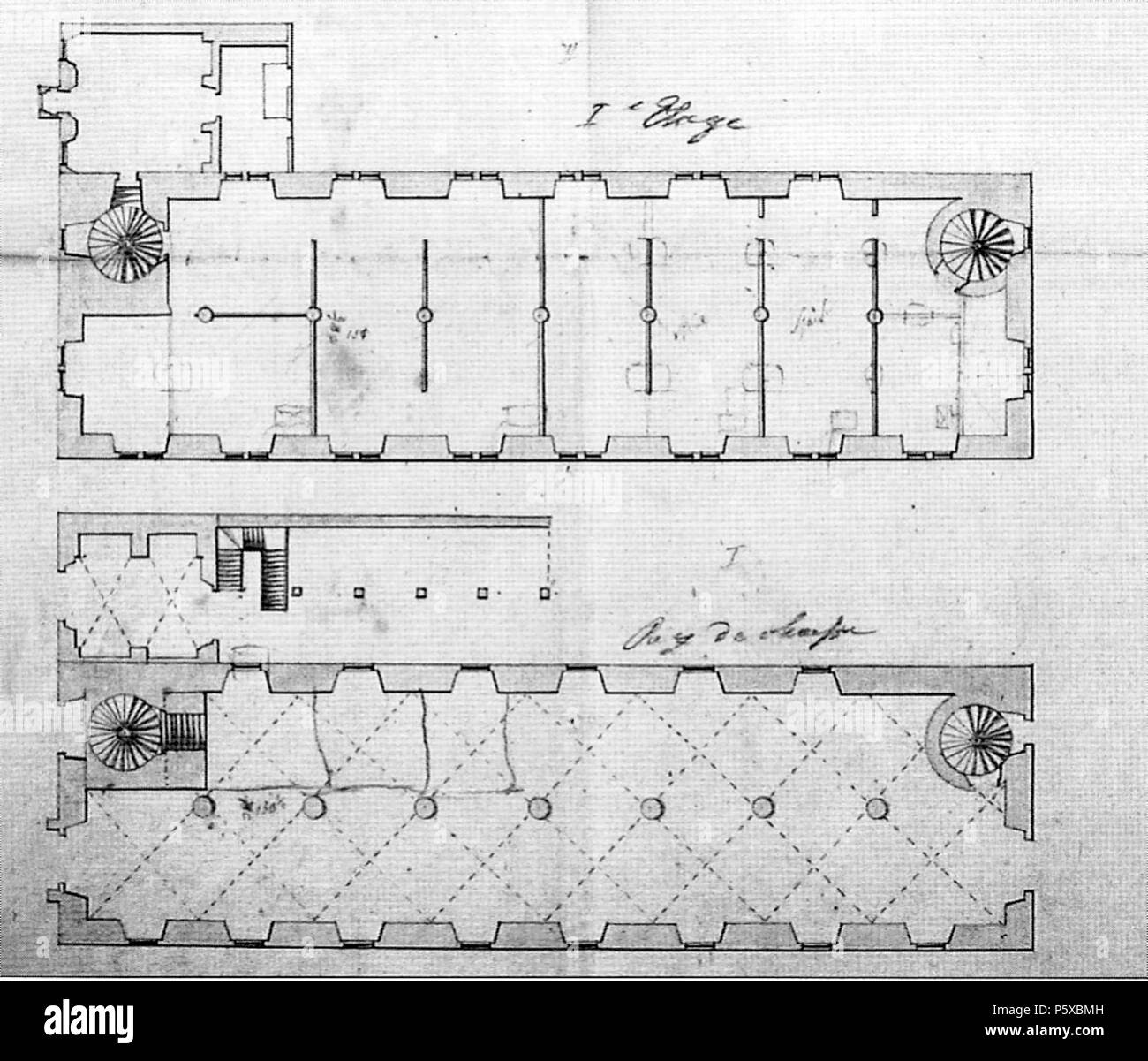 N/A. English: Plan von 1802 des Hemaligen Zeughauses", "heute Staatsarchiv Coburg (Erd- und 1. Obergeschoss) - Coburg, Bayern. 1802. J.A. Koch 359 Coburg Zeughaus Plan 1802 Stockfoto