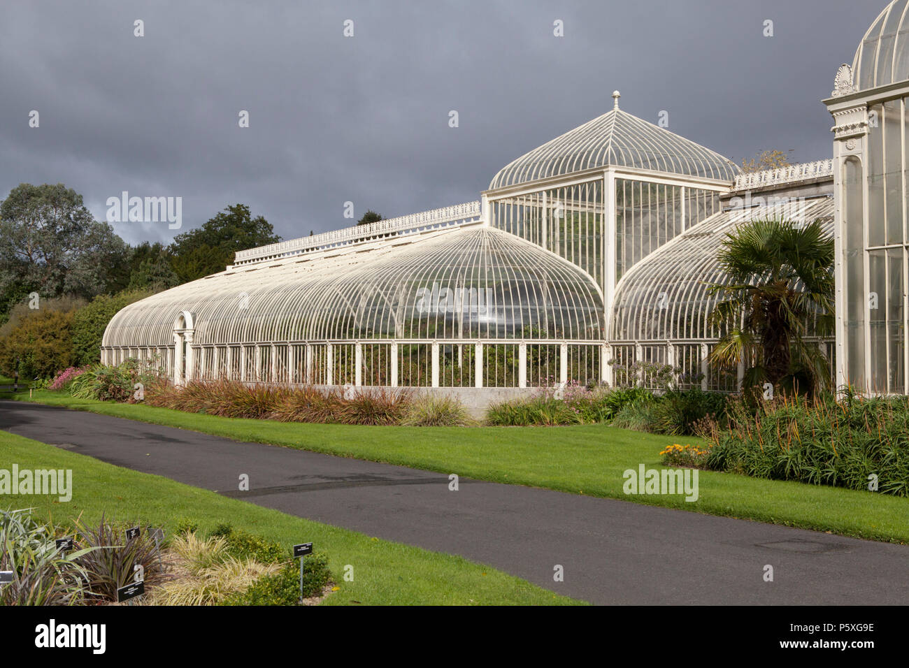 Die KURVILINEARE Bereich der Gewächshäuser an der Nationalen Botanischen Gärten Irlands, in Glasnevin in Dublin Stockfoto