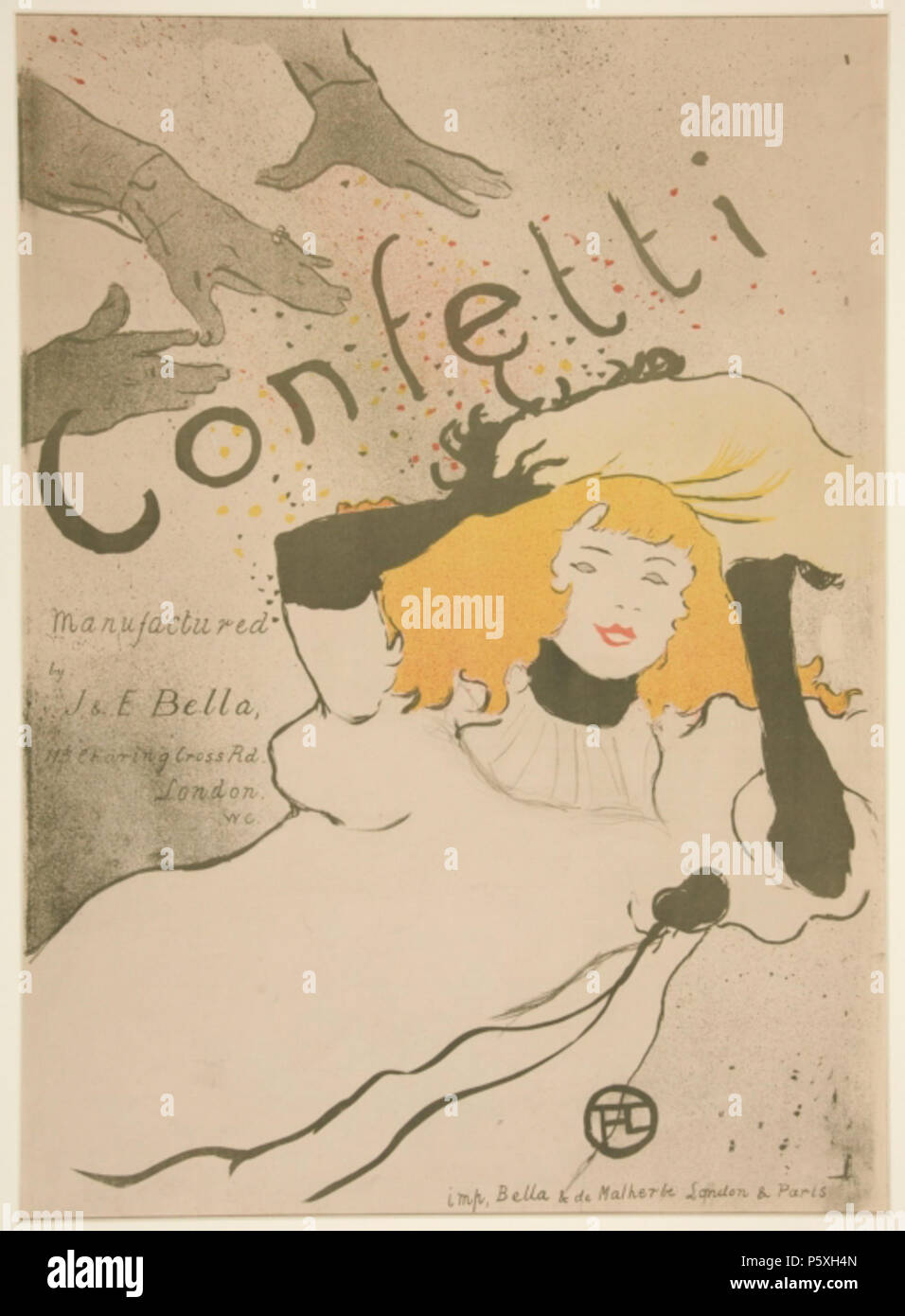 N/A. Deutsch: "Konfetti, 'poster Lithographie in Farbe gedruckt von Glocken und de Malherbe, London & Paris, des französischen Malers Henri de Toulouse-Lautrec. Yale University Art Gallery, Geschenk der Carter H. Harrison, LL 1883 für das Emerson Tuttle Memorial Collection. Mit freundlicher Genehmigung von der Yale University, New Haven, Anschl. 1894. Henri de Toulouse-Lautrec (1864-1901) 374 Konfetti von Henri de Toulouse-Lautrec 1894 Stockfoto