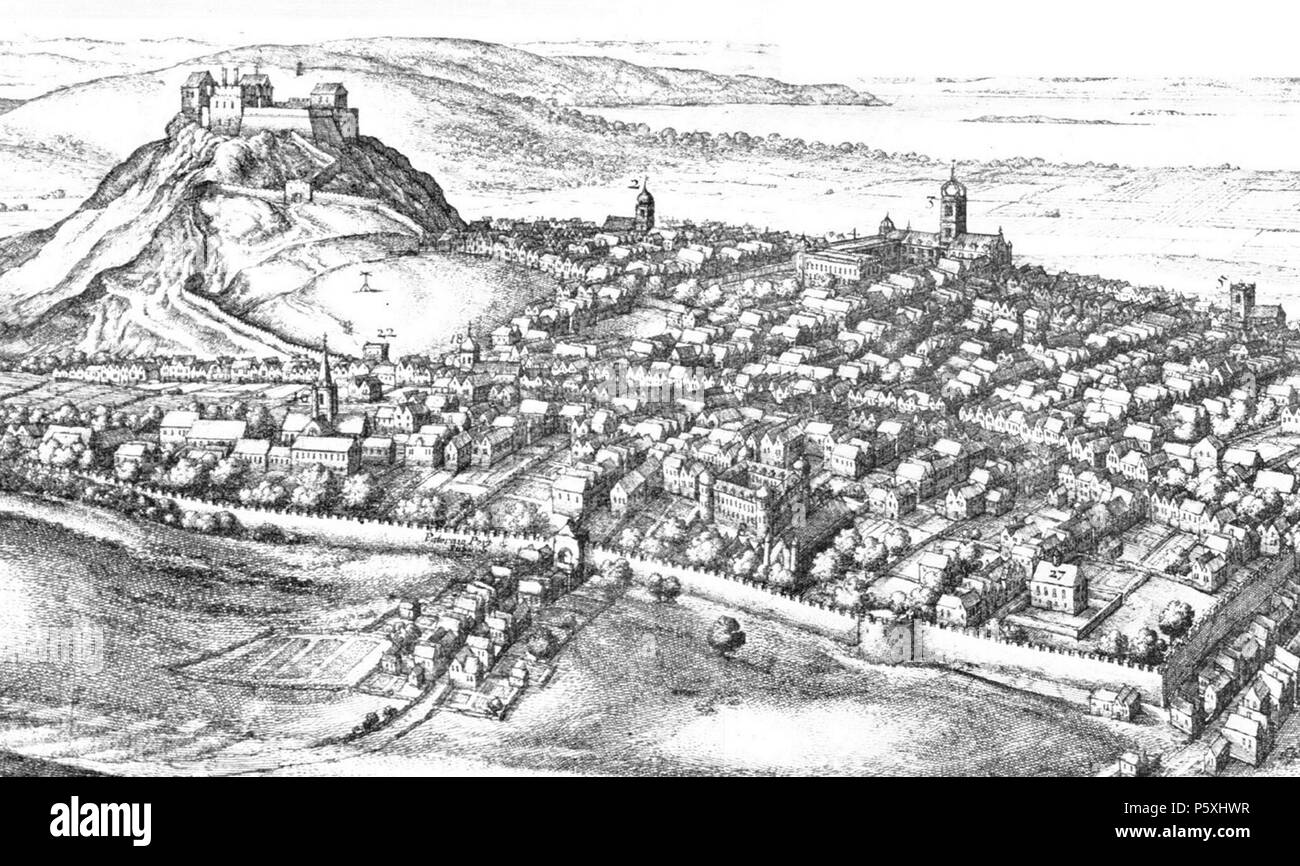 N/A. Englisch: "Die Stadt Edinburgh von Süden' (Detail) von Wenzel Hollar (1670). Einige künstlerische Lizenz verwendet wurde. Zum Beispiel, keine Wohnhäuser sind sichtbar auf der Nordseite der Hohen Straße, wo der Hang steil zum noch Loch hinab. Heriot's Hospital steht Osten (anstatt West) der Potterow Port. Dieses Bild ist auf der Seite mit der Beschreibung bei Commons beschriftet. 25. November 2011. Wenzel Hollar 492 Edinburgh in den 17 thC (Detail) von Wenzel Hollar (1670) Stockfoto