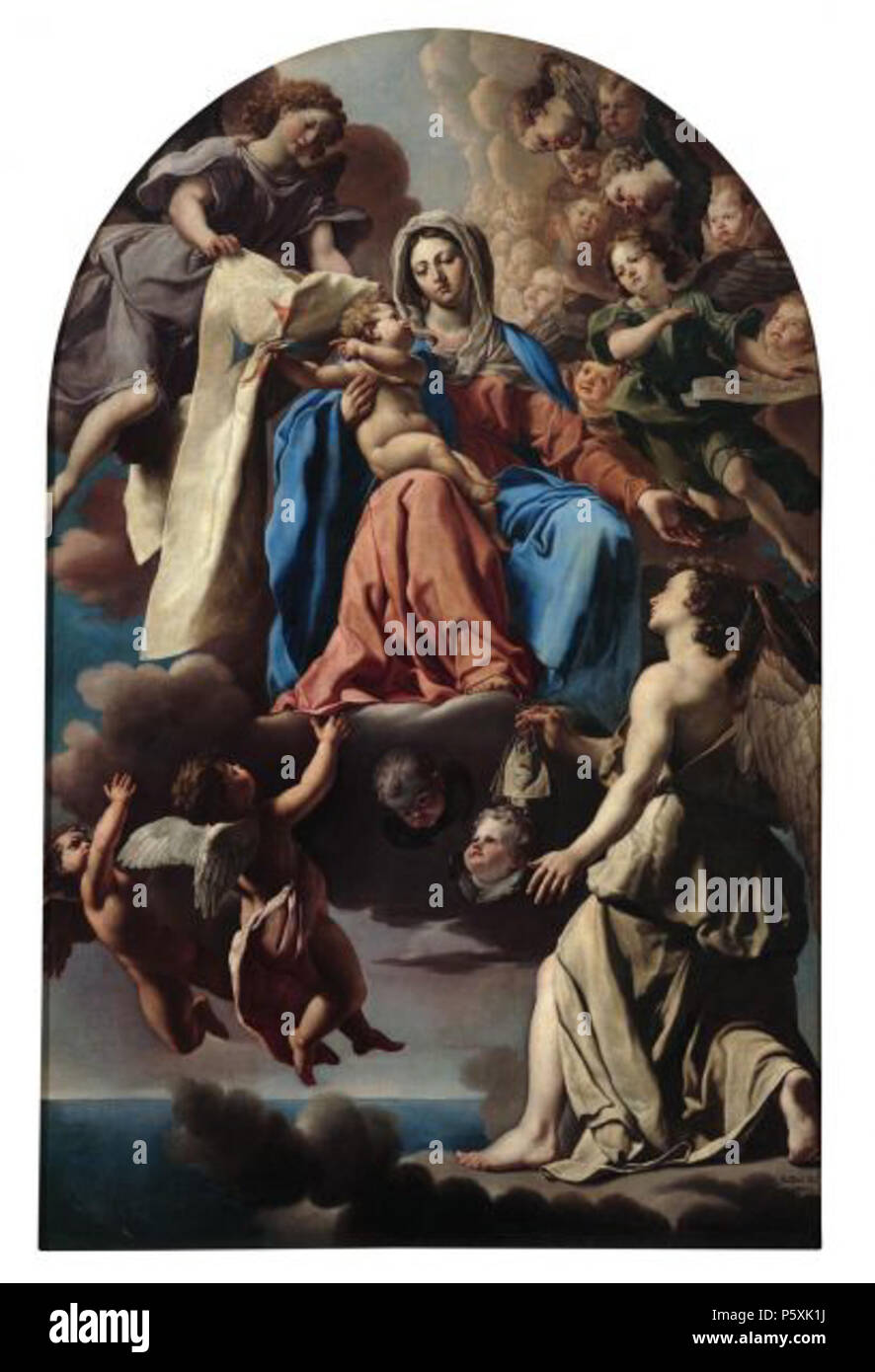 N/A. Italiano: La Madonna del Riscatto, Pontificio Collegio Nepomuceno, Roma. 17. Jahrhundert. Francesco Cozza (1605 - 1682) Alternative Namen Cozza; François Cozza; Cozza Eleve du Dominiquin; Fran: co Coza; Francesco Cozzi; F. Cozza; Cavalier Cozza Beschreibung italienischer Maler, Kupferstecher und Freskant Datum der Geburt / Tod 1605 11. Januar 1682 bzw. 13. Januar 1682 Ort der Geburt / Todes Stilo Rom arbeiten Zeitraum zwischen ca. 1631 und ca. 1682 Arbeitsort Rom (1631-1634), Neapel (1634-1637), Rom (1640-1682) Kontrolle: Q 1133464 VIAF: 32270140 ISNI: 0000 0000 8111 7737 ULAN: 50 Stockfoto