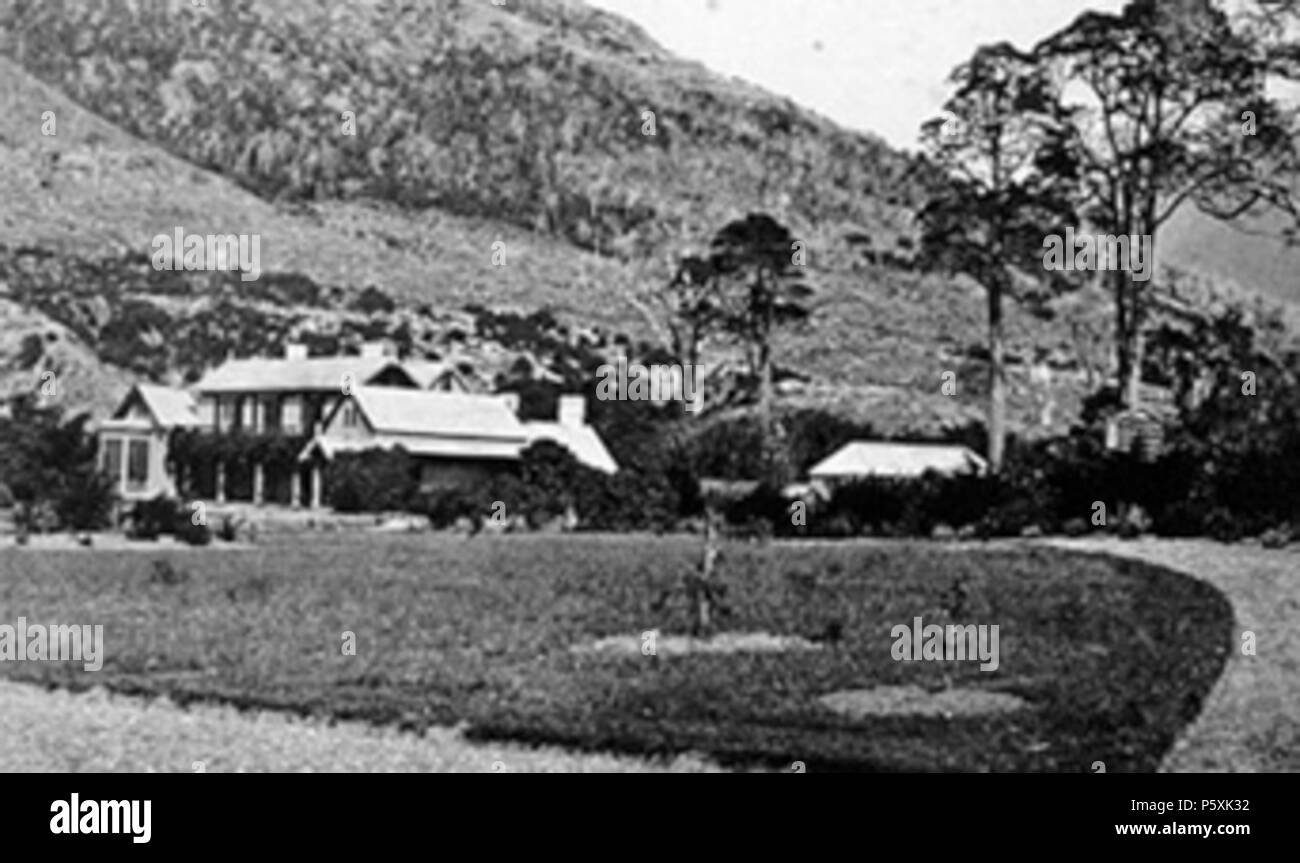 N/A. Deutsch: Das Sinclair Familien Bauernhof Craigforth, Port Nicholson (Wellington) Taube Bucht, Banken Halbinsel, Neuseeland. 1840s - 1860s. knudsentrust.org 387 Craigforth, den Sinclair family farm in Neuseeland Stockfoto