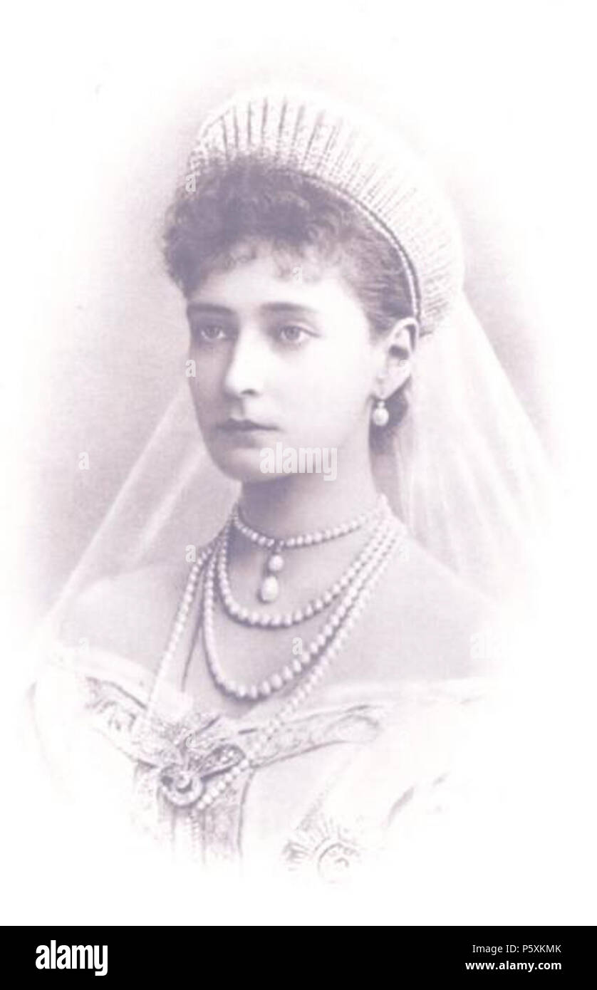 N/A. Englisch: Kaiserin Alexandra Fjodorowna in ihrem Hochzeit Kleid. 26. November 1894 (14. November 1894 im Julianischen Kalender). A. Pasetti, St. Pétersbourg, Nevsky 24. 509 Zarin Alexandra Fjodorowna in ihrem Hochzeit Kleid (Vignette) Stockfoto