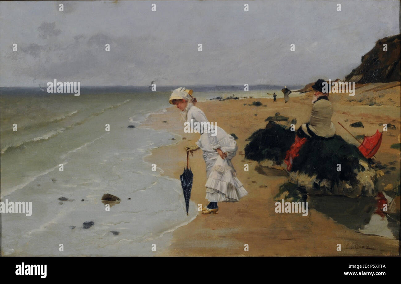 Español: En la playa. Siglo XIX. ; 2015-06-17. N/A509 En la playa - Ernest Ange Duez Stockfoto