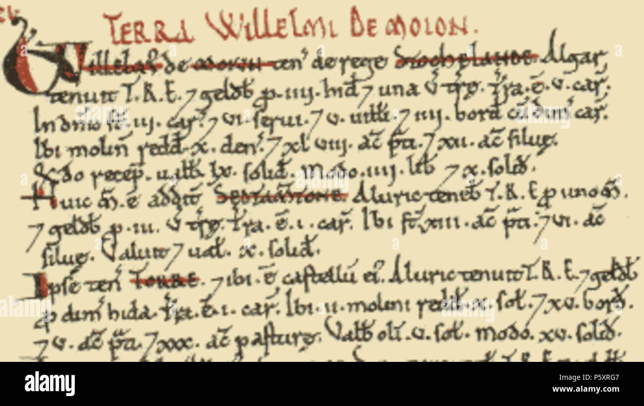 486 Dunster Somerset DomesdayBook Stockfoto