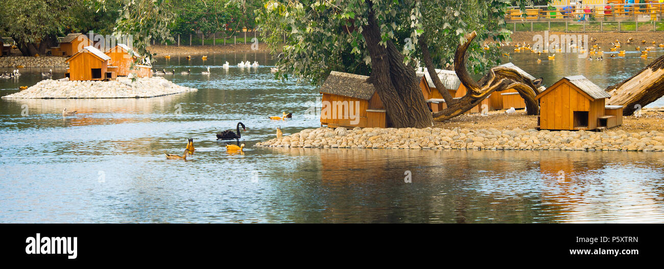 Landschaft mit dem duckhouses Stockfoto