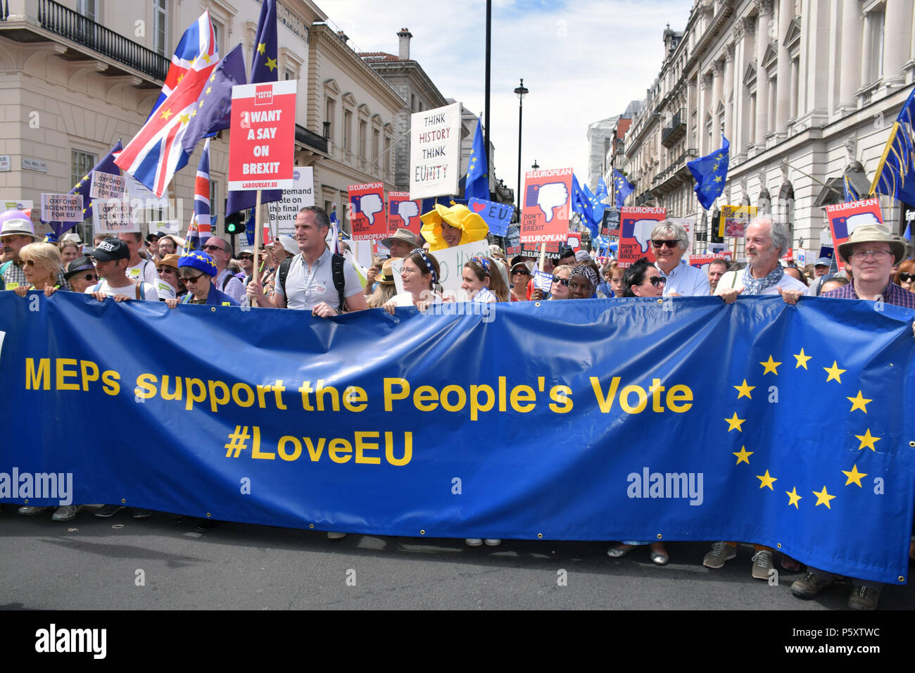 Anti Brexit Demo, London, 23. Juni 2018 UK. Kampagne für einen Menschen auf der abschließenden Brexit beschäftigen. Stockfoto