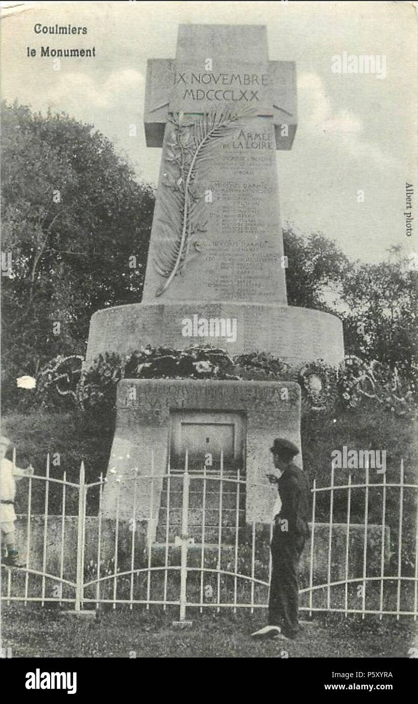 N/A. Français: coulmiers (Indre-et-Loire, Frankreich), Carte postale qui Montre un mémorial Aux Morts de la Bataille de Coulmiers du 9 Juin 1870. 4. August 1914. inconnu/Éditeurs: Albert Foto 384 Coulmiers-FR-45-carte Postale-03 Stockfoto