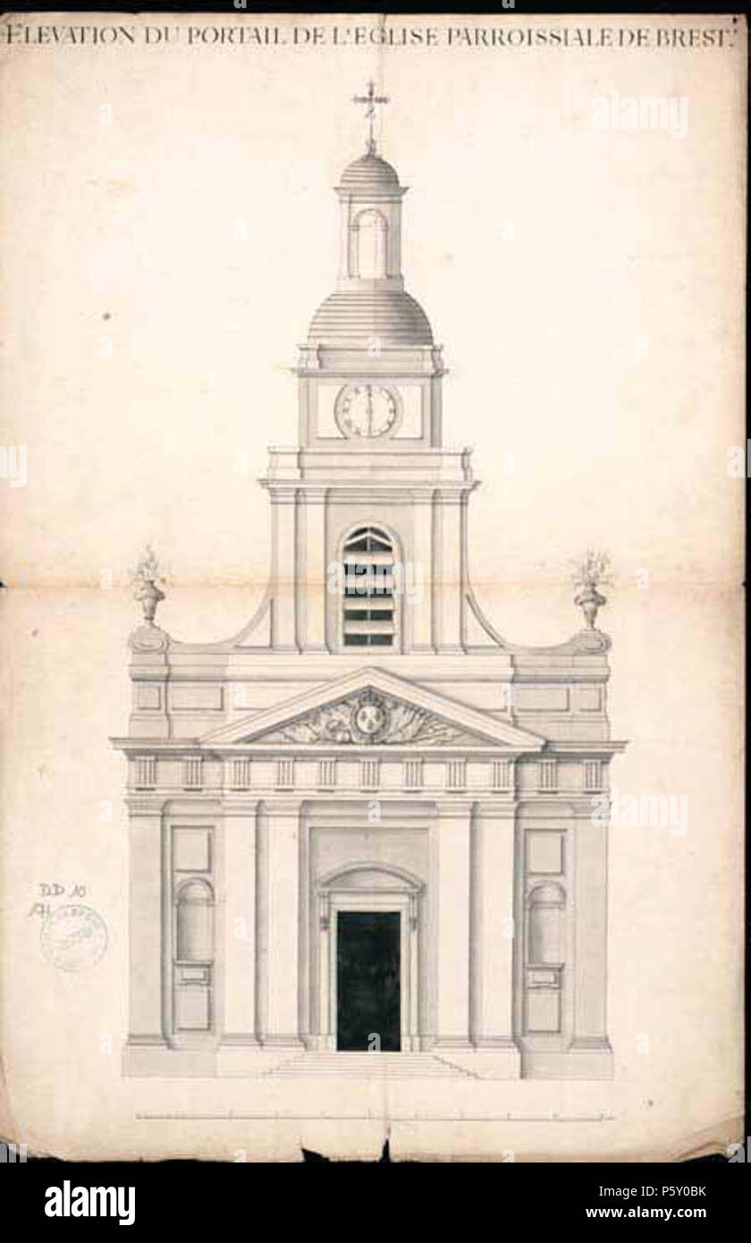 N/A. Français: "Élévation du Portail de l'église parroissiale de Brest" église Saint Louis, construite Entre 1686 et 1702, détruite En 1944. Zwischen 1686 und 1702. Sébastien Le Prestre de Vauban (1633 - 1707) Alternative Namen Sébastien Le Prestre de Vauban Vauban Beschreibung der französische Ingenieur, Architekt, Stadtplaner und Schriftsteller Geburtsdatum / Tod 15. Mai 1633 30. März 1707 Ort der Geburt / Todes Saint-Léger-Vauban Paris Authority control: Q 192839 VIAF: 22153531 ISNI: 0000 0001 2123 6096 ULAN: 500013669 82072979 LCCN: n NLA: 35393449 WorldCat 504 Elevation Eglise de Brest. Stockfoto