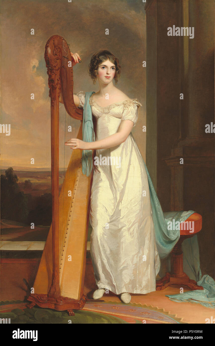 Malerei; Öl auf Leinwand; gesamt: 214,5 x 142,5 cm (84 5/6 x 56 1/8 in.) gerahmt: 242,6 x 172,1 x 9,8 cm (95 1/2 x 67 3/4 x 3 7/8 in.), 505 Eliza Ridgely mit einer Harfe NGA Stockfoto