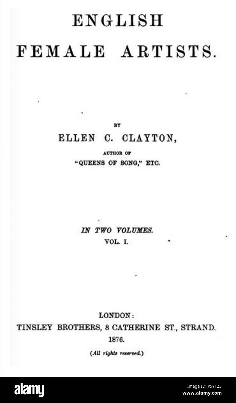 N/A. Titlepage des Englischen Künstlerinnen, Band 1. 1876. Ellen Creathorne Clayton 506 Ellen C, Clayton - Englisch Künstlerinnen - Vollume I - 1876 Stockfoto