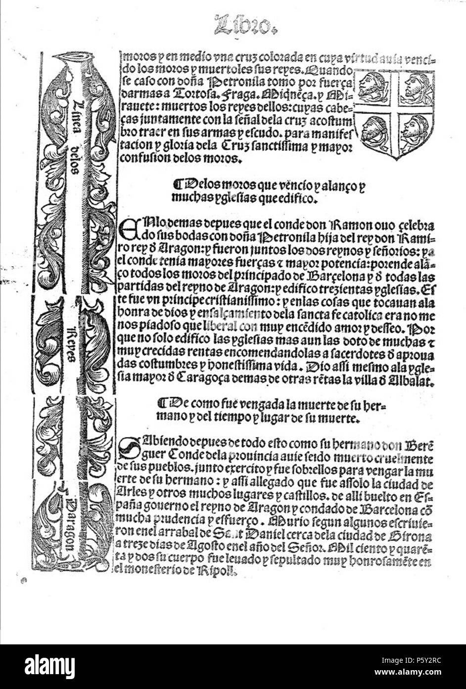 391 D'Aragon-Palos Cronica de Aragon-Condes de Barcelona-4 Stockfoto
