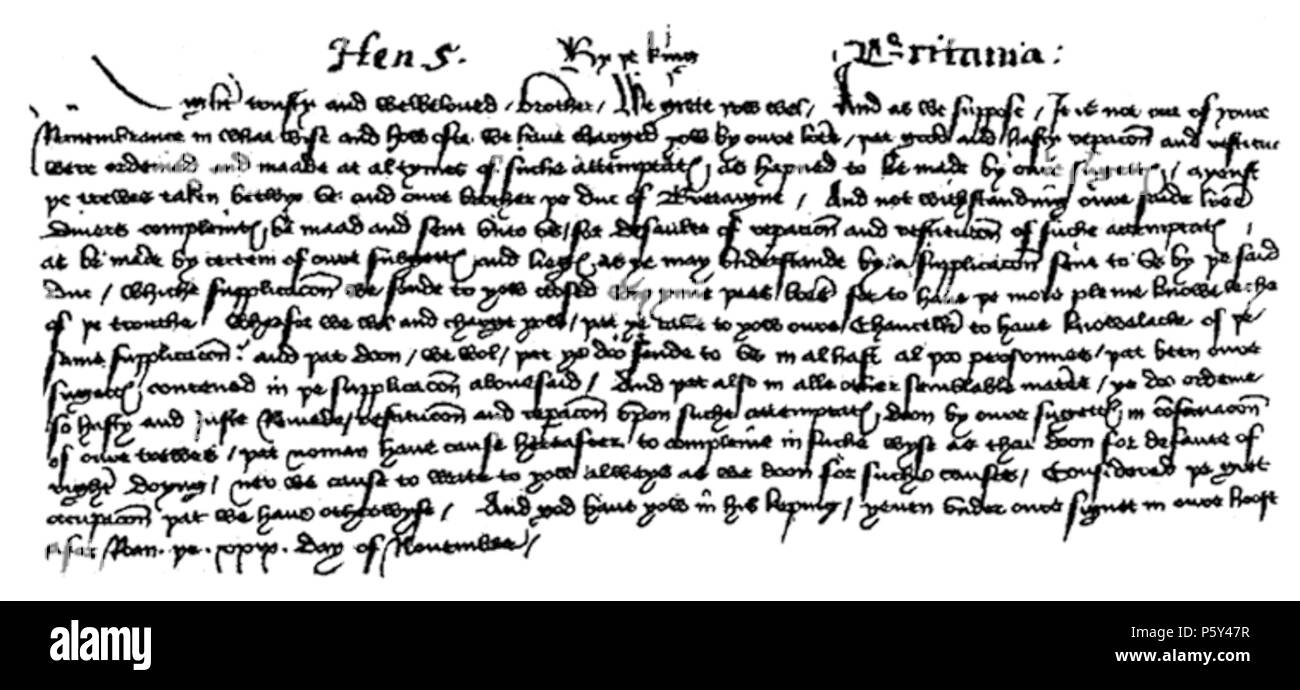 515 Englisch chancery Hand 1418 Stockfoto