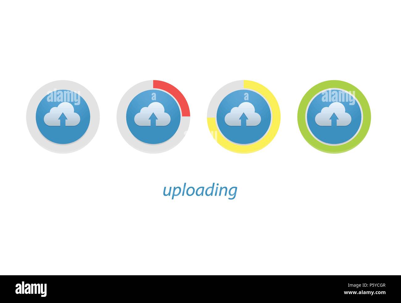 Download Fortschrittsanzeige eingestellt. Hochladen von Symbol und Zeichen Stock Vektor