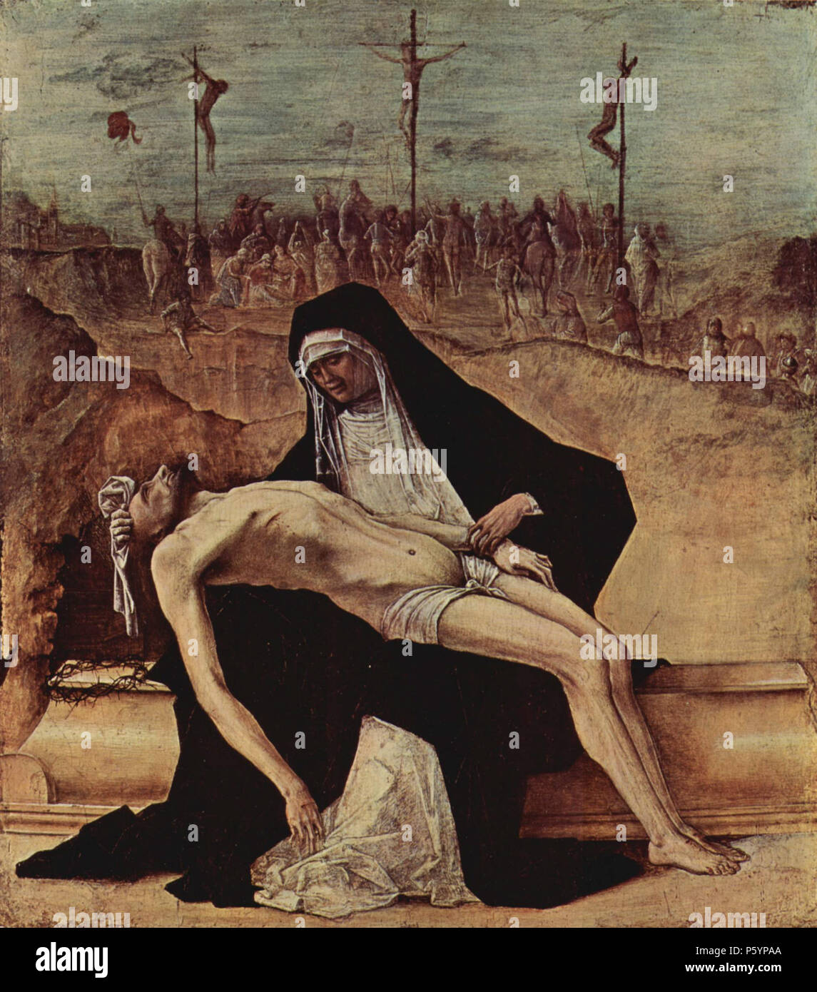 English: Predellatafel mit Szenen der Passion Christi, Szene: Pietà circa 1482. N/A 521 Ercole de' Roberti 010 Stockfoto
