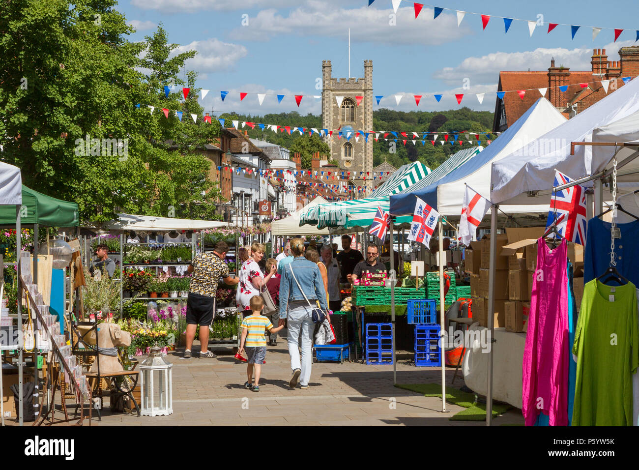 Markttag in Henley-on-Thames, Oxfordshire Stockfoto
