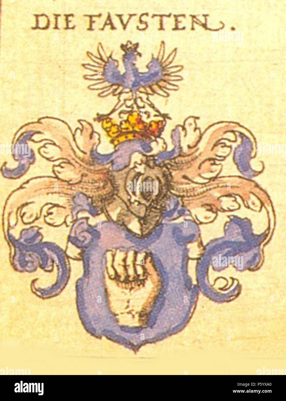 N/A. Wappen der Frankfurter Patrizierfamilie Faust. 1605. Johann Siebmacher (1561-1611) Alternative Namen Johann Ambrosius Siebmacher, Johann Sibmacher, Johann Syber Beschreibung deutscher Maler, Radierer und Kupferstecher Datum der Geburt / Tod ca. 1561 vom 23. März 1611/ 1611 Ort der Geburt / Todes Nürnberg Nürnberg Authority control: Q 74965 VIAF: 56733639 ISNI: 0000 0001 1838 8099 50027224 LCCN: n GND: 119546655 91661 SELIBR: WorldCat 550 Faust Siebmacher 211 - Frankfurt Stockfoto